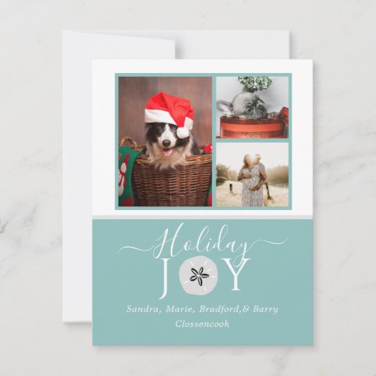 ティール（緑がかった色）航海のジョイ砂ドル3写真クリスマス (正面)