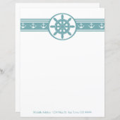 ティール（緑がかった色）船用車輪パーソナライズされた紙シート (正面/裏面)