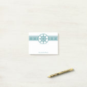 ティール(緑がかった色)船舶用車輪ノパーソナライズされたート ポストイット (デスク上)