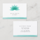 ティール(緑がかった色)色のはすの花 名刺 (正面/裏面)