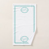 ティール(緑がかった色)色の名前(長方形のフローラ楕円) バスタオルセット (ハンドタオル)