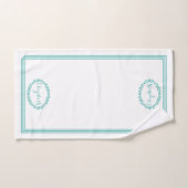 ティール(緑がかった色)色の名前(長方形のフローラ楕円) バスタオルセット (ハンドタオル)