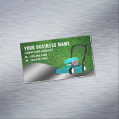 ティール(緑がかった色)芝刈り機園芸サービス草刈り マグネット名刺 (インサイチュ)