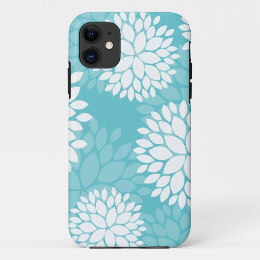 ティール(緑がかった色)花パターンケース Case-Mate iPhoneケース (裏面)