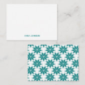 ティール（緑がかった色）花名前をカスタムする白 ノートカード (正面/裏面)
