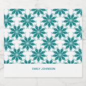 ティール(緑がかった色)花名前をカスタムする白 リキュールボトルラベル (シングルラベル)