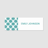 ティール(緑がかった色)花名前をカスタムする白 名札 (正面)