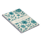 ティール（緑がかった色）花柄ノートブ感動的ック ノートブック (右側)