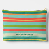 ティール（緑がかった色）花柄ユニークカスタムバッグ アクセサリーポーチ (裏面)