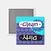 ティール(緑がかった色)花紫色クリーン汚れ食洗機磁石 マグネット (正面/裏面)