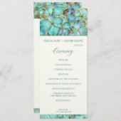 ティール（緑がかった色）花結婚式 プログラム (正面/裏面)