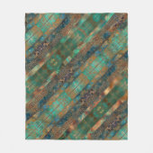 ティール(緑がかった色)茶フェイク銅パテインスパイアナ フリースブランケット (正面)