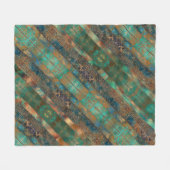 ティール(緑がかった色)茶フェイク銅パテインスパイアナ フリースブランケット (正面(横))