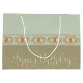 ティール（緑がかった色）(茶色と金ゴールド) ラージペーパーバッグ (裏面)