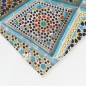 ティール（緑がかった色）、茶色、黄色のフローラの万華堂 フリースブランケット (角)