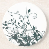 ティール（緑がかった色）葉の渦巻き コースター (正面)