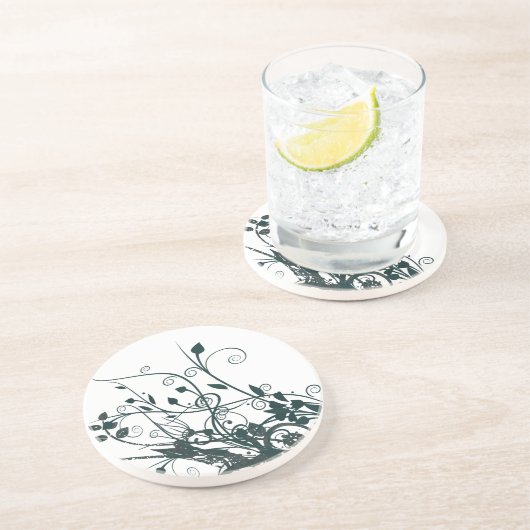 ティール（緑がかった色）葉の渦巻き コースター (側面)