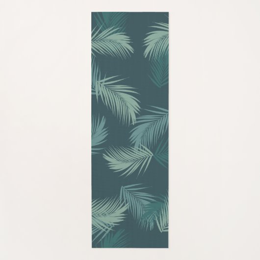 ティール(緑がかった色)葉ズカモフラージパターン ヨガマット (正面)