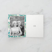 ティール（緑がかった色）葉トロピック結婚スの結婚感謝 サンキューカード (内部)