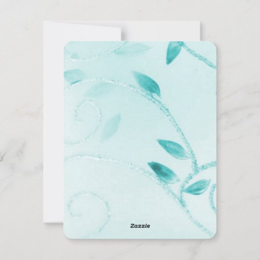 ティール(緑がかった色)葉フラットホリデーフォトカード シーズンカード (裏面)