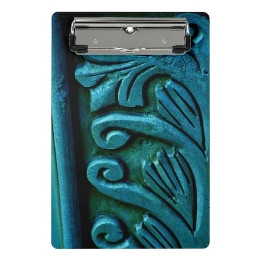 ティール（緑がかった色）葉 ミニクリップボード (正面)