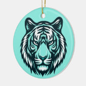 ティール（緑がかった色）虎 セラミックオーナメント (左)