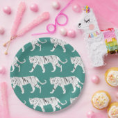 ティール（緑がかった色）虎 ペーパープレート (パーティー)