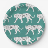 ティール（緑がかった色）虎 ペーパープレート (正面)