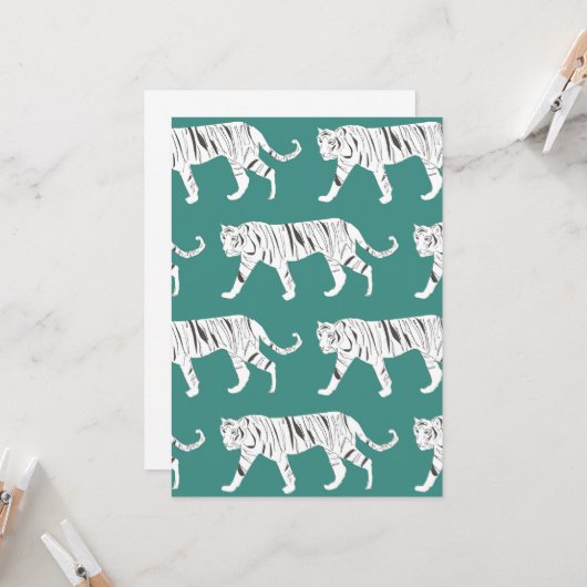 ティール（緑がかった色）虎 招待状 (正面/裏面インサイチュ)