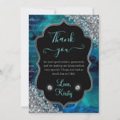 ティール(緑がかった色)虹色の人魚の手紙キンセアニェラ サンキューカード (正面)