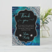 ティール(緑がかった色)虹色の人魚の手紙キンセアニェラ サンキューカード (スタンド正面)