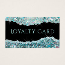 ティール（緑がかった色）虹色グリッターロイヤリティカード