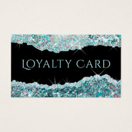 ティール（緑がかった色）虹色グリッターロイヤリティカード