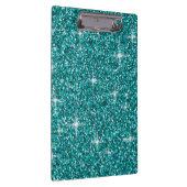 ティール（緑がかった色）虹色グリッター クリップボード (右)