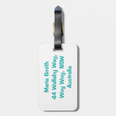 ティール（緑がかった色）虹色グリッター ラゲッジタグ (裏面縦)