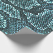 ティール（緑がかった色）蛇皮プリント、蛇紋はかりで測様 ラッピングペーパー (角)