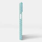 ティール（緑がかった色）蝶のチェーンリンクフェンスデザイン iPhoneケース (右側面)