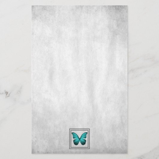 ティール（緑がかった色）蝶パーソナライズされた文具 便箋 (裏面)