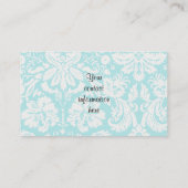 ティール(緑がかった色)蝶;ダマスクパターン 名刺 (裏面)