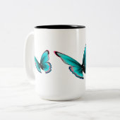 ティール(緑がかった色)蝶 ツートーンマグカップ (正面左)
