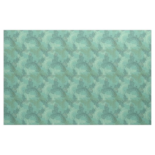 ティール（緑がかった色）蝶 ファブリック (ヤード)