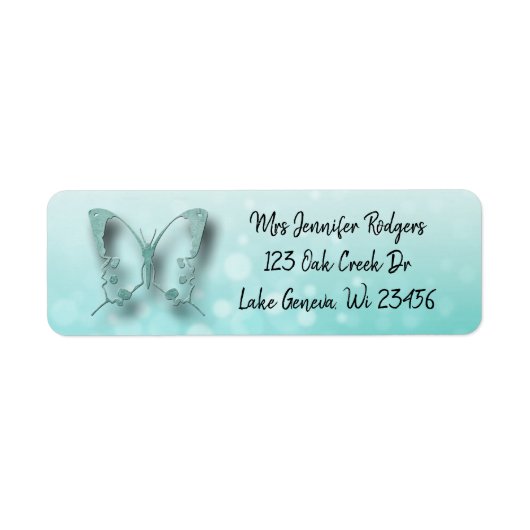 ティール(緑がかった色)蝶 ラベル (正面)