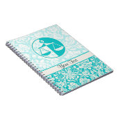 ティール(緑がかった色)裁はかりで測判 ノートブック (右側)