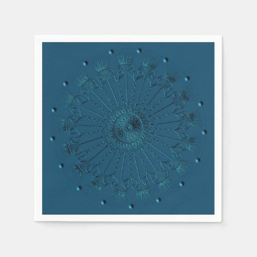 ティール（緑がかった色）装飾ナプキン スタンダードカクテルナプキン (正面)