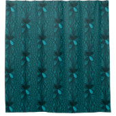 ティール（緑がかった色）装飾フローラシャワーカーテン シャワーカーテン (正面)