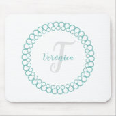 ティール(緑がかった色)装飾円モノグラムマウスパッド マウスパッド (正面)