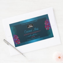 ティール（緑がかった色）製品ラベル紫レッドハワイ花のロゴ