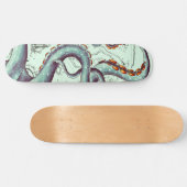 ティール（緑がかった色）触手オンティール（緑がかった色）ヴィンテージマップ スケートボード (横)