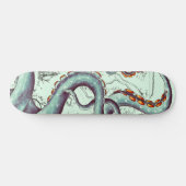 ティール（緑がかった色）触手オンティール（緑がかった色）ヴィンテージマップ スケートボード (横)