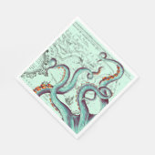 ティール（緑がかった色）触手オンティール（緑がかった色）ヴィンテージマップ スタンダードランチョンナプキン (角)